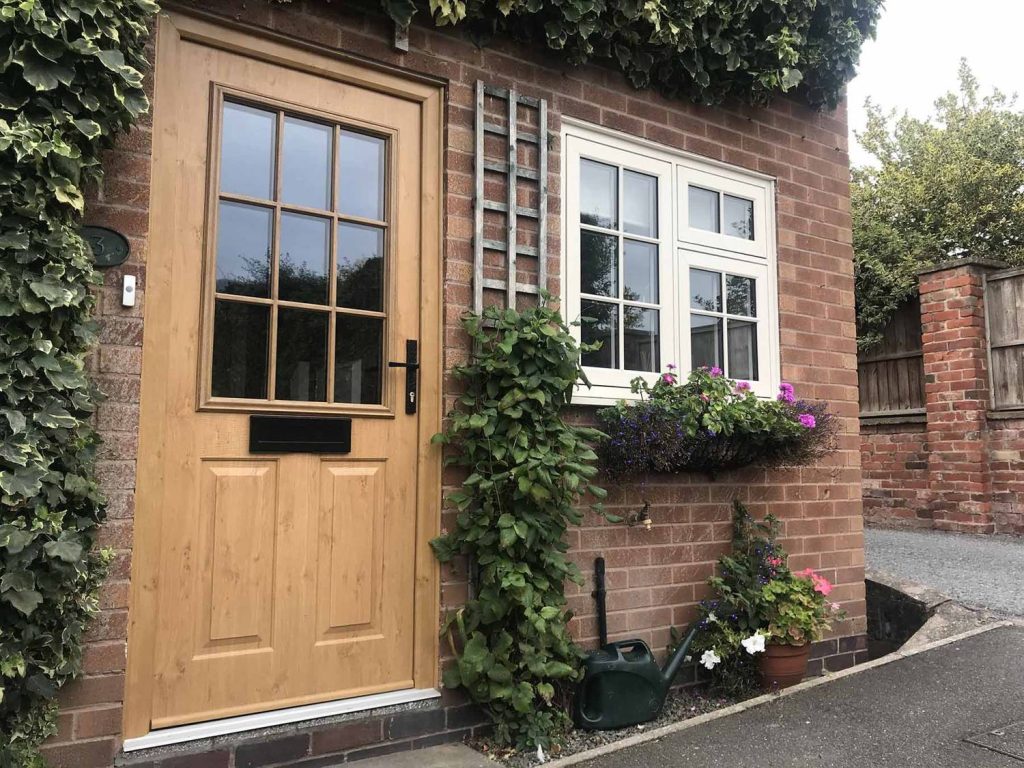 timber front door and flush sash window installation